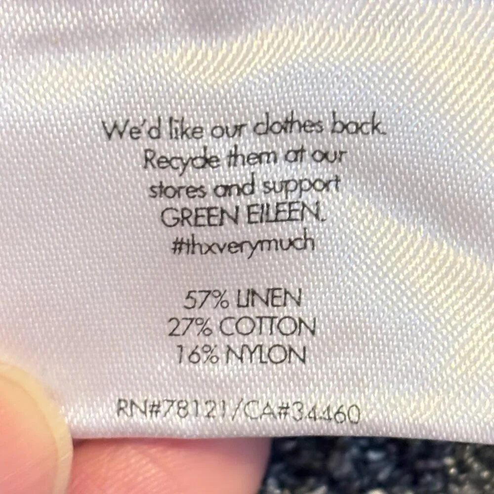 Eileen Fisher Linen Cotton Knit Snap Front Long Sleeve Fringe Cardigan Gray - Picture 7 of 8